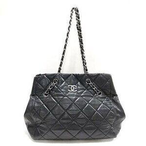 Chanel Matelasse Chain Tote Bag Caviar Grained Calfskin Black Quilting